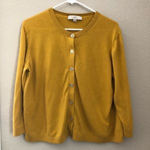 LOFT Mustard Yellow Cardigan Sweater Buttons